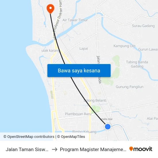 Jalan Taman Siswa, 15 to Program Magister Manajemen Unp map