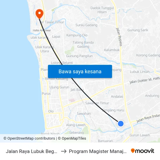 Jalan Raya Lubuk Begalang, 26 to Program Magister Manajemen Unp map
