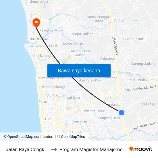 Jalan Raya Cengkeh, 7 to Program Magister Manajemen Unp map