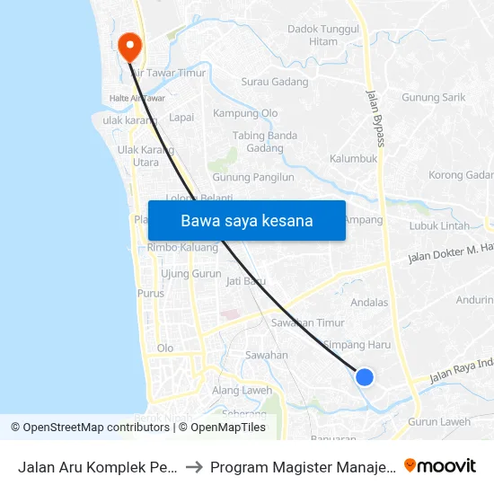 Jalan Aru Komplek Pemda, 15 to Program Magister Manajemen Unp map