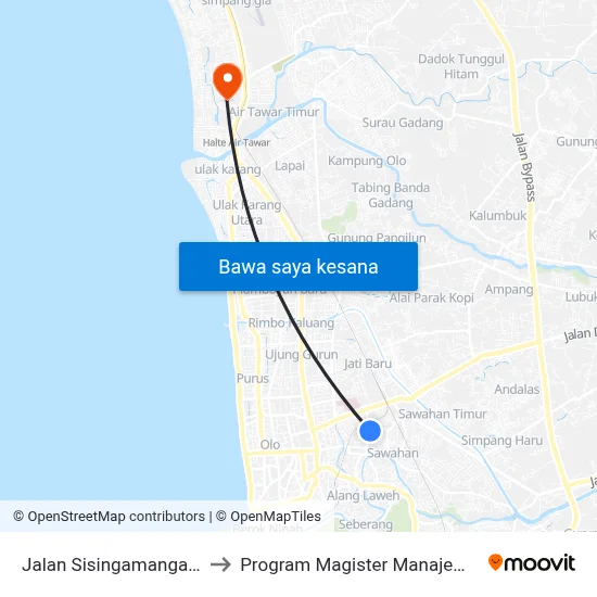 Jalan Sisingamangaraja, 2 to Program Magister Manajemen Unp map