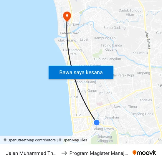 Jalan Muhammad Thamrin, 38 to Program Magister Manajemen Unp map