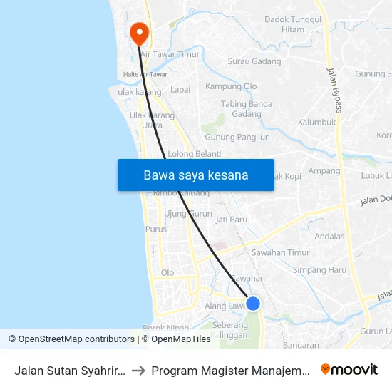 Jalan Sutan Syahrir, 64a to Program Magister Manajemen Unp map