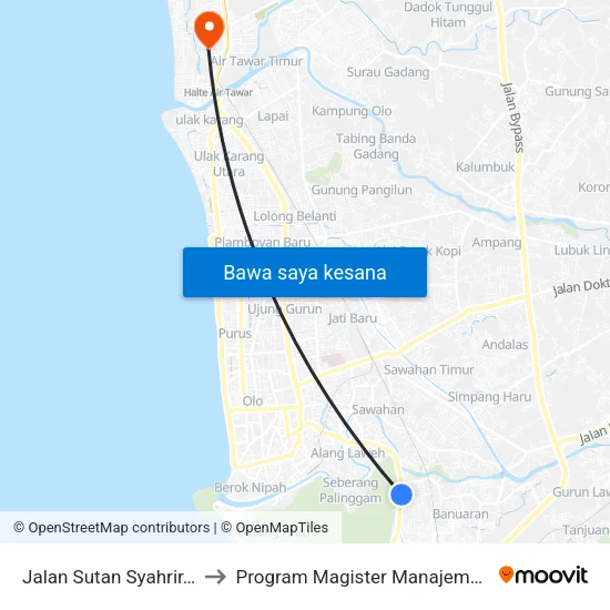 Jalan Sutan Syahrir, 139 to Program Magister Manajemen Unp map