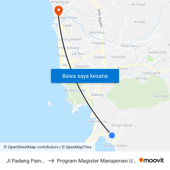Jl Padang Painan to Program Magister Manajemen Unp map