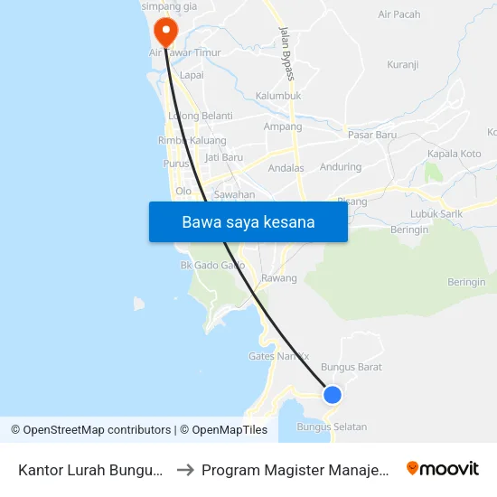 Kantor Lurah Bungus Barat to Program Magister Manajemen Unp map