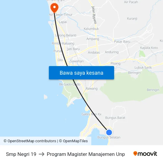 Smp Negri 19 to Program Magister Manajemen Unp map