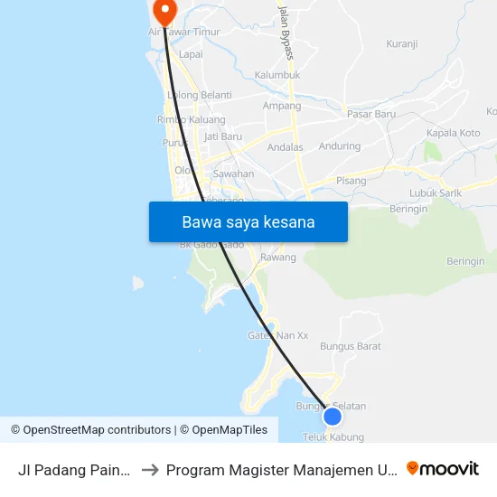 Jl Padang Painan to Program Magister Manajemen Unp map