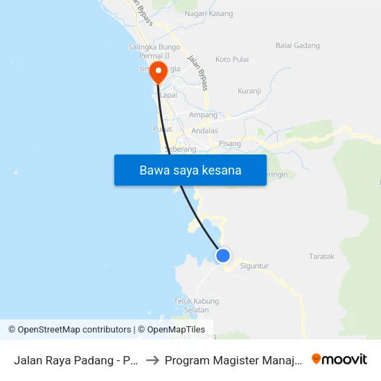 Jalan Raya Padang - Painan, 20 to Program Magister Manajemen Unp map