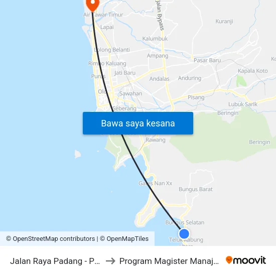 Jalan Raya Padang - Painan, 21 to Program Magister Manajemen Unp map