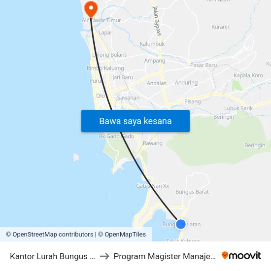 Kantor Lurah Bungus Selatan to Program Magister Manajemen Unp map