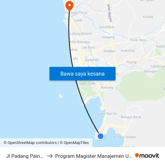 Jl Padang Painan to Program Magister Manajemen Unp map