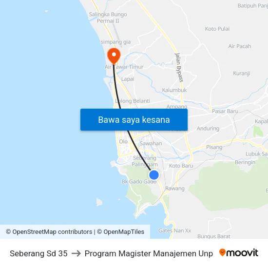 Seberang Sd 35 to Program Magister Manajemen Unp map