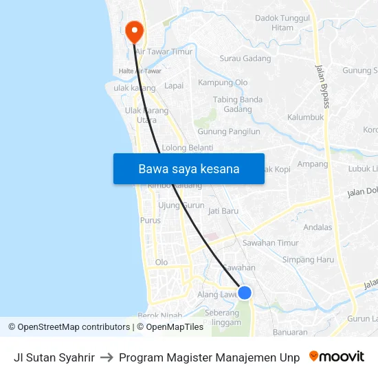 Jl Sutan Syahrir to Program Magister Manajemen Unp map