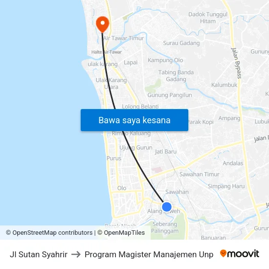 Jl Sutan Syahrir to Program Magister Manajemen Unp map