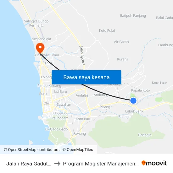 Jalan Raya Gadut, 14 to Program Magister Manajemen Unp map
