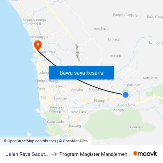 Jalan Raya Gadut, 15 to Program Magister Manajemen Unp map