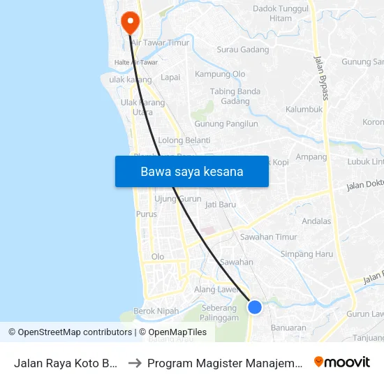 Jalan Raya Koto Baru, 8 to Program Magister Manajemen Unp map
