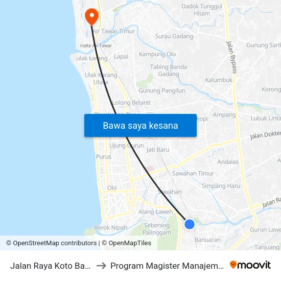 Jalan Raya Koto Baru, 46 to Program Magister Manajemen Unp map