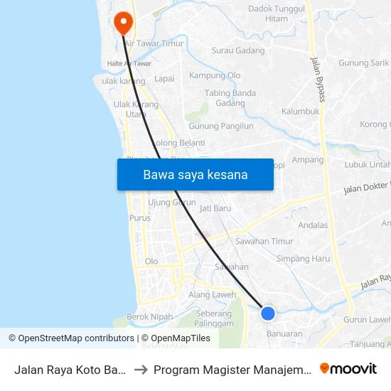 Jalan Raya Koto Baru, 72 to Program Magister Manajemen Unp map