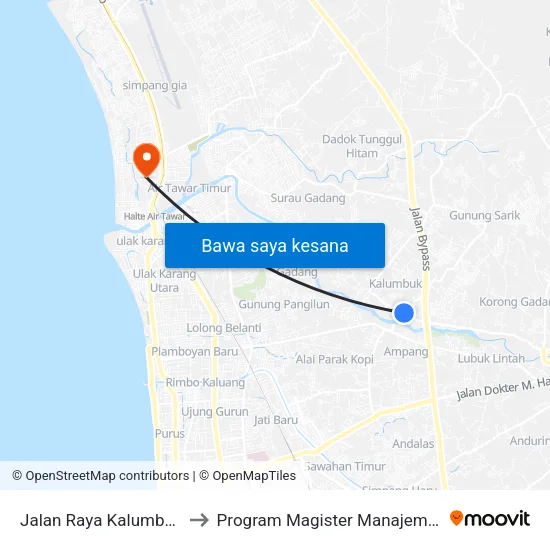Jalan Raya Kalumbuk, 23 to Program Magister Manajemen Unp map