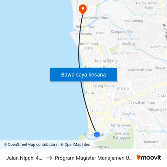 Jalan Nipah, 41b to Program Magister Manajemen Unp map