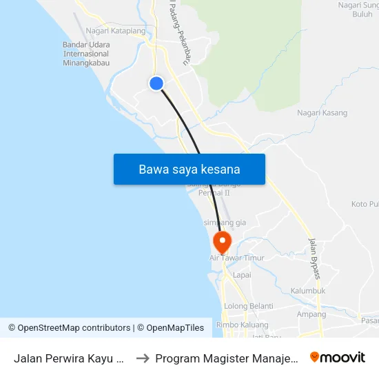 Jalan Perwira Kayu Kalek, 9 to Program Magister Manajemen Unp map