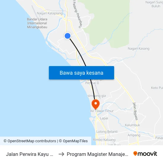 Jalan Perwira Kayu Kalek, 9 to Program Magister Manajemen Unp map