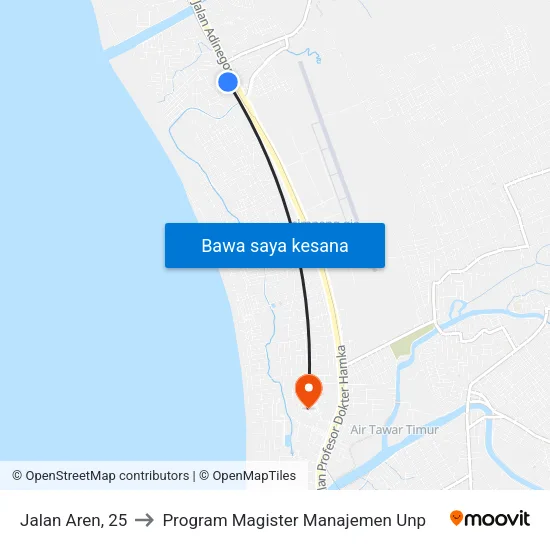 Jalan Aren, 25 to Program Magister Manajemen Unp map