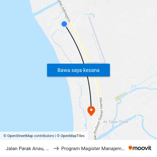 Jalan Parak Anau, No.14 to Program Magister Manajemen Unp map