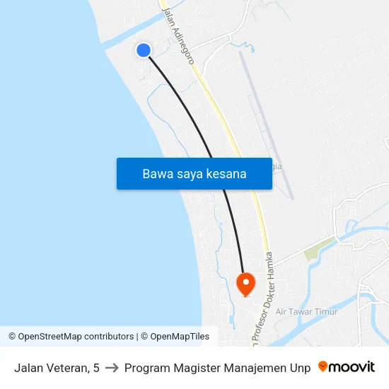 Jalan Veteran, 5 to Program Magister Manajemen Unp map
