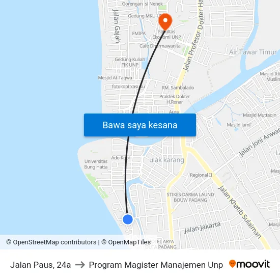 Jalan Paus, 24a to Program Magister Manajemen Unp map