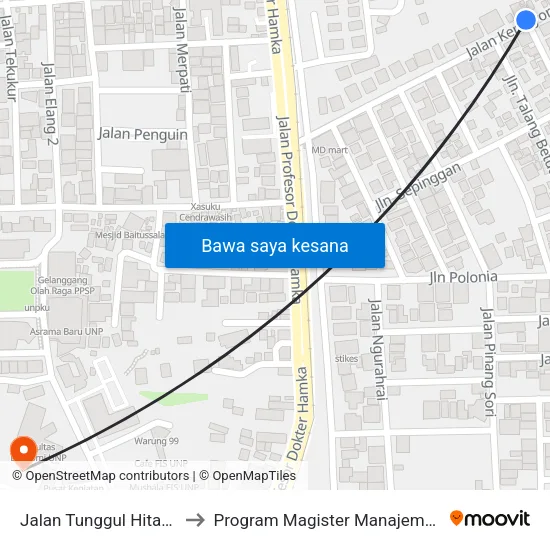 Jalan Tunggul Hitam, 10 to Program Magister Manajemen Unp map