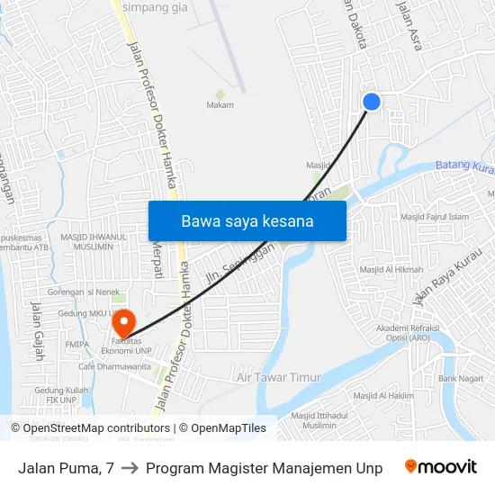 Jalan Puma, 7 to Program Magister Manajemen Unp map