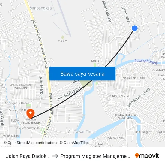Jalan Raya Dadok, 24 to Program Magister Manajemen Unp map