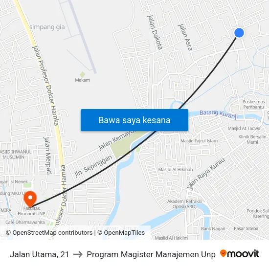 Jalan Utama, 21 to Program Magister Manajemen Unp map