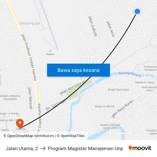 Jalan Utama, 2 to Program Magister Manajemen Unp map