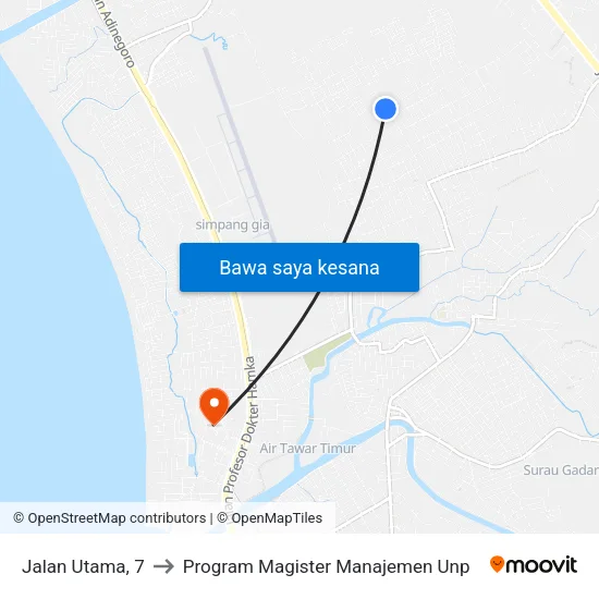 Jalan Utama, 7 to Program Magister Manajemen Unp map