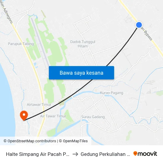 Halte Simpang Air Pacah Permai I to Gedung Perkuliahan Fmifa map