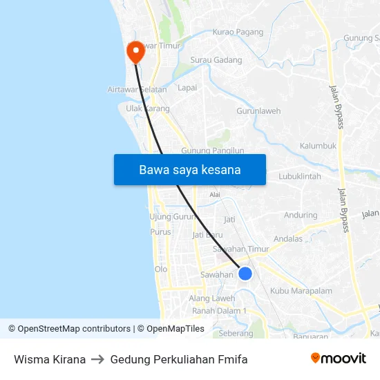 Wisma Kirana to Gedung Perkuliahan Fmifa map