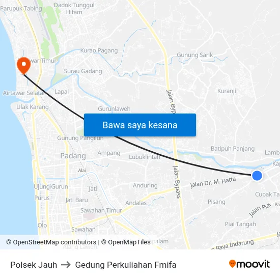 Polsek Jauh to Gedung Perkuliahan Fmifa map