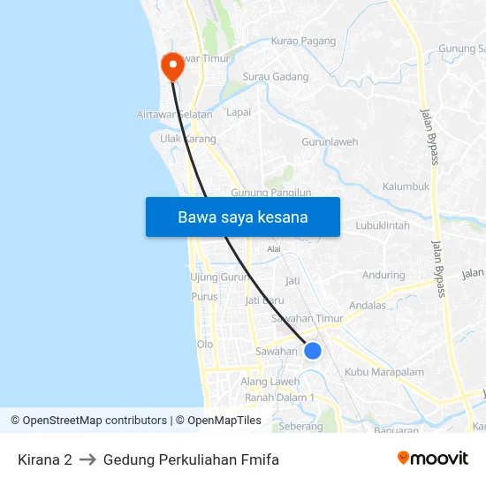 Kirana 2 to Gedung Perkuliahan Fmifa map