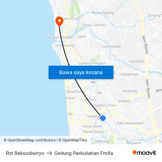 Rst Reksodiwiryo to Gedung Perkuliahan Fmifa map