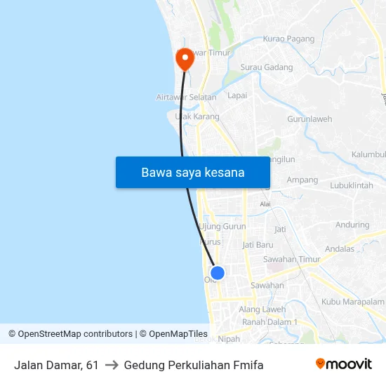 Jalan Damar, 61 to Gedung Perkuliahan Fmifa map
