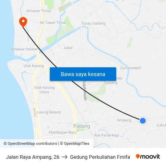 Jalan Raya Ampang, 26 to Gedung Perkuliahan Fmifa map