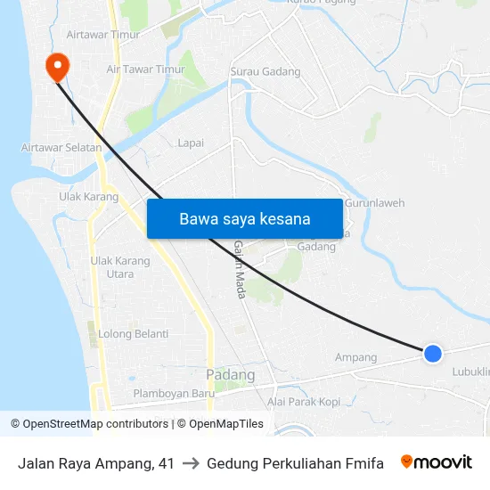 Jalan Raya Ampang, 41 to Gedung Perkuliahan Fmifa map