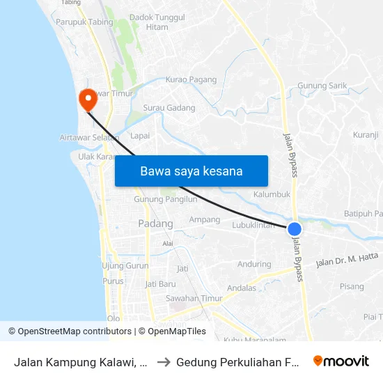 Jalan Kampung Kalawi, 107 to Gedung Perkuliahan Fmifa map