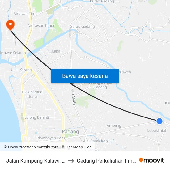 Jalan Kampung Kalawi, 18 to Gedung Perkuliahan Fmifa map