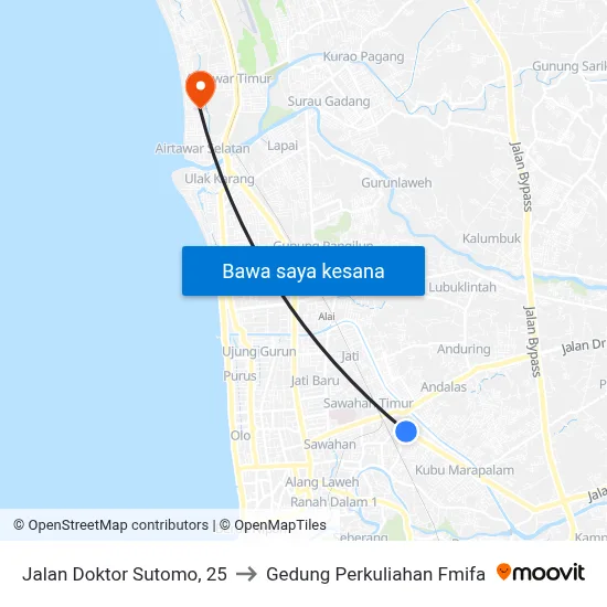 Jalan Doktor Sutomo, 25 to Gedung Perkuliahan Fmifa map
