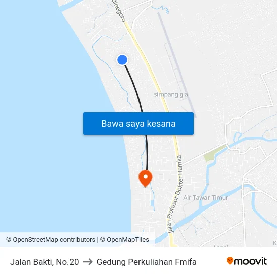 Jalan Bakti, No.20 to Gedung Perkuliahan Fmifa map